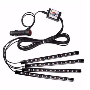 Auto interieur strips lichten 48 led auto sfeer lampen gloeien neon lichten multi-colour muziek led strip lichten onder elkaar dc12v oemled