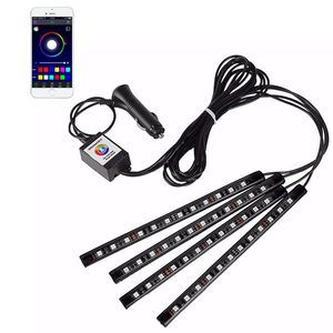 Auto interieur strips lichten 48 led auto sfeer lampen gloed neon lichten multi-colour musics car led strip lights unders dc12v crestech168