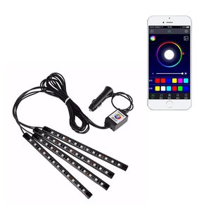 Auto interieur strips lichten 48 led auto sfeer lampen gloeien neon lichten multi-colour Musics Car Led Strip Lichten Unders DC12V Usalight