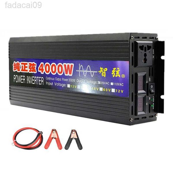 Arrancador de batería de automóvil 3000W 4000W Inversor de onda sinusoidal pura DC 12V 24V a AC 220V 50Hz 60Hz Convertidor de transformador de voltaje Inversores de energía solar fuera de la red HKD230710