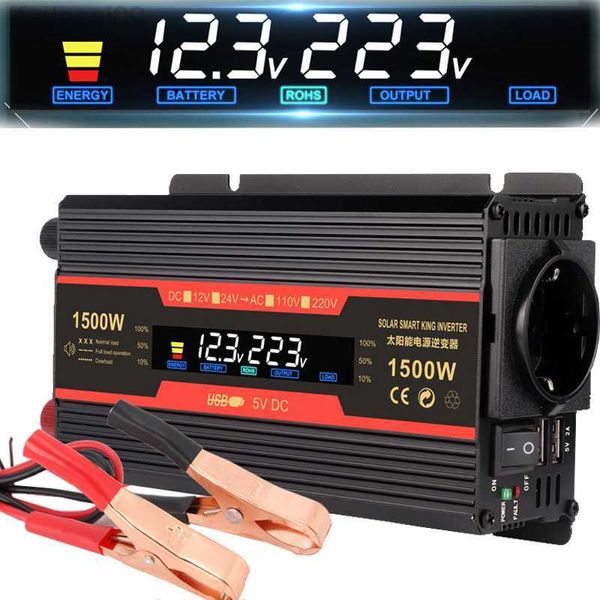 Arrancador de batería de coche, toma de corriente de la UE, 12V, 220V, onda sinusoidal, 1500W, 2000W, 2600W, convertidor de CC a CA, Kit de regulador de voltaje, convertidor de inversor HKD230710