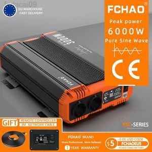 Car Jump Starter FCHAO 6000W Pure Sine Wave Solar Inverter 48v To 220v230v Power Converter LCD Display Voltage Transformer Auto Accessories EU HKD230710