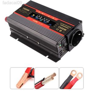 Démarreur de saut de voiture Puissance Dc 12V à Ac 220V Onduleur à onde sinusoïdale pure 2600W3000W Convertisseur de voltmètre Led Transformateur de véhicule Prise UE universelle HKD230710