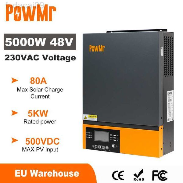 Arrancador de batería para automóvil Power PowMr Hybrid 5KW 48V 220V Fuera de la red Inversor de onda sinusoidal pura 5000W con MPPT 80A Controlador de cargador solar Puerto USB HKD230710