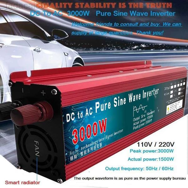 Démarreur de saut de voiture Onde sinusoïdale pure DC 12v24v à AC 110V220V 1000W 1600W 2000W 3000W Convertisseur de banque d'alimentation portable Onduleur solaire HKD230710