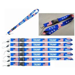 Auto Key 2 Styles Trump U.S.A Verwijderbare vlag van de United States Chains Badge Pendant Party Gift Moble Telefoon Lanyard Drop Delivery Aut Otnlf