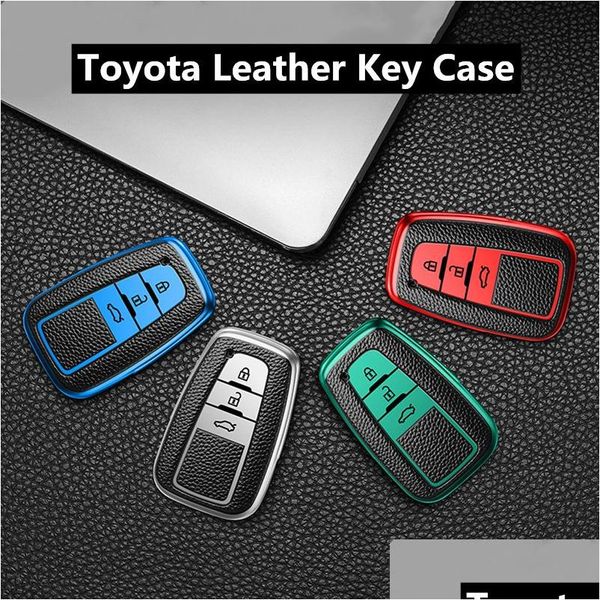 Clé de voiture 2023 Cuir TPU Clé de voiture Er Case Accessoires Porte-clés Ers Protéger pour Prius Camry Corolla C-HR Chr Rav4 Drop Delivery Automobi Dhc9L