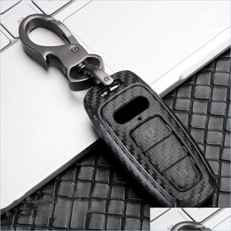 Auto sleutel ABS Koolstofvezel Auto Key Case ER voor A3 A4 B9 A6 C8 A7 S7 4K A8 D5 S8 Q7 Q8 SQ8 Etron 2021 Accessoires Drop Delivery Mobiles Dhutn