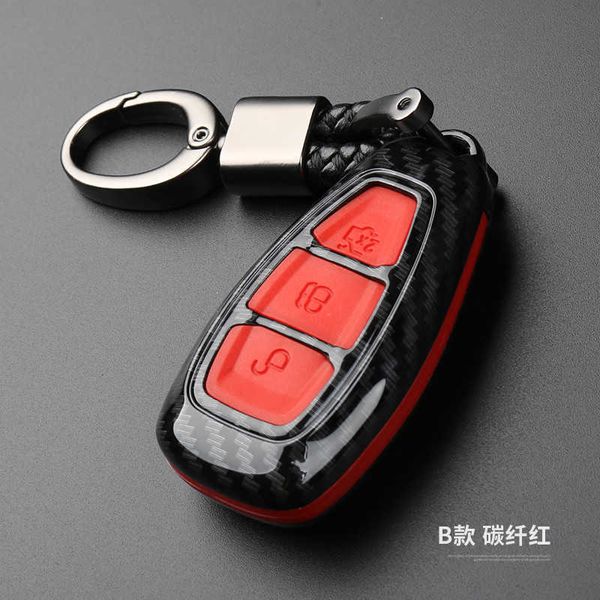 Car Key Carbon Fiber Car Styling Key Remote Key Fob Case Cover Llavero titular para Ford Fiesta Focus 3 4 MK3 MK4 Mondeo Ecosport Kuga Fo T221110