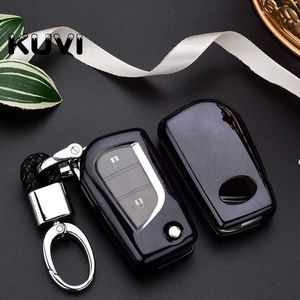 Auto Key Fashion Soft TPU Remote Auto Key Holder Volledige cover Case voor Toyota Hilux Revo Innova RAV4 Fortuner Crystal Keyring T221110