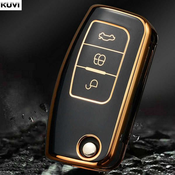 Llave del coche Moda TPU Coche Flip Key Case Cover Shell Fob para Ford Focus 2 MK2 Fiesta Mondeo Galaxy Ecosport Kuga Escape Falcon B-Max C-Max T221110