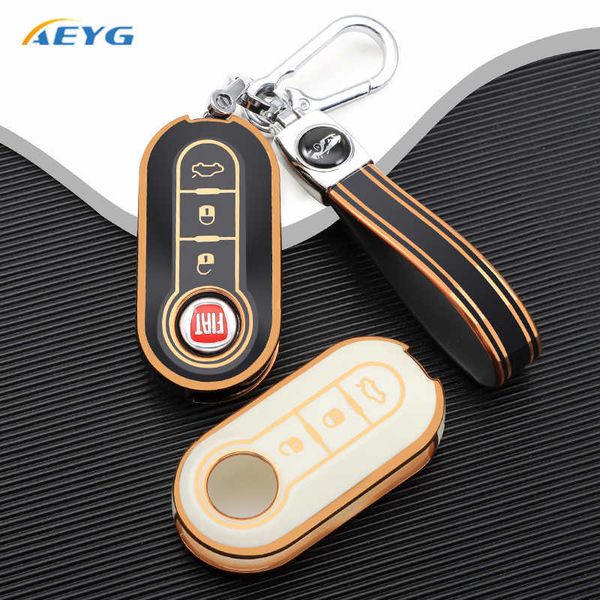 Car Key Fashion TPU Car Smart Key Funda para Fiat 500 Grande Punto Stilo 500x Panda Ducato Flip Fob 3 Botones Protecor Accesorios T221110