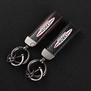 Llavero de coche de cuero de alta calidad, llavero de coche giratorio de 360 grados, llaveros de herradura para trabajos MINI COOPER S R55 R56 F55 F56, accesorios para coche x0718