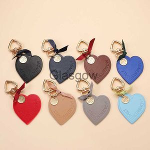 Autosleutel Ins Korea Liefde Lederen Sleutelhanger Hartvormige Auto Sleutelhanger Ketting Mannen en Vrouwen Paar Rugzak Tas Hanger x0718