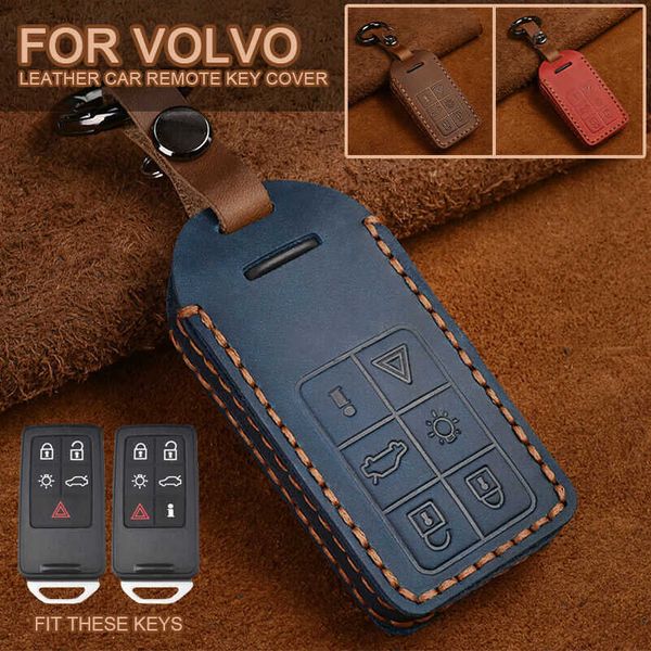 Funda de cuero para llave de coche, carcasa para llave remota de coche, para Volvo XC60, V60, S60, XC70, V40, accesorios para coche, llavero con llavero T221110