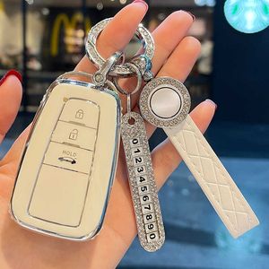 Auto Key Leather No. Auto Key Case Cover voor Toyota Prado Land Cruiser Highlander Crown Harrier Rav4 C-HR Camry Allion Corolla Prius T221110