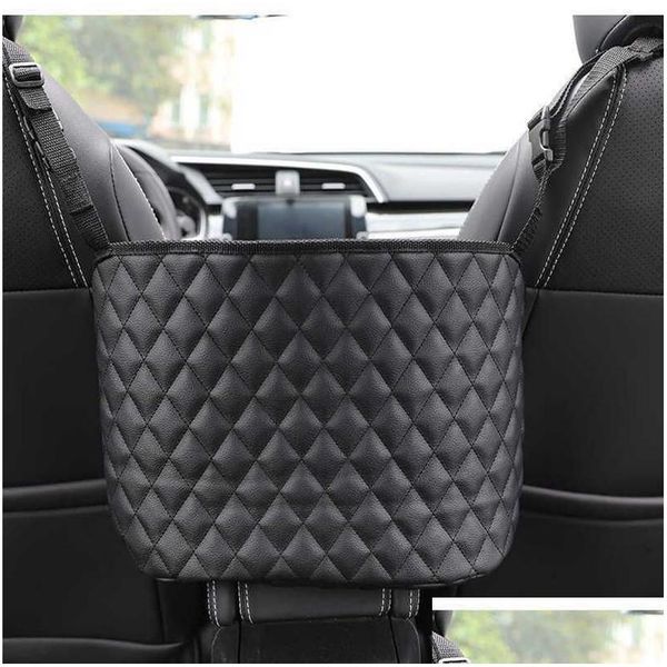 Clé De Voiture En Cuir Sac De Rangement Siège Milieu Organisateur Boîte Intérieur Net Poche Sac À Main Titulaire Pour Tasse Téléphone Voyage Rangement Rangement Drop D Dhl2J