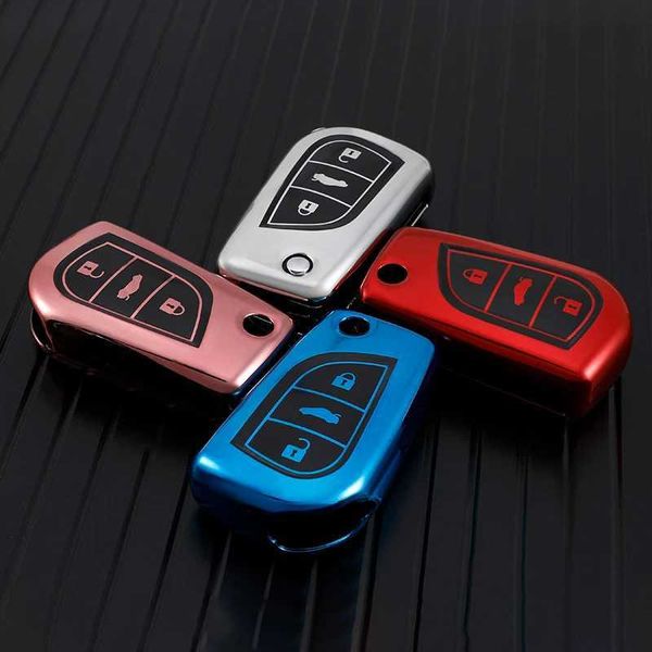 Cary Key TPU Style Car Remote Cle Key Case Cover Shell FOB pour Toyota Corolla Altis Auris Aygo Yaris Camry Rav4 Verso TC IM Accessoires Shell T240509