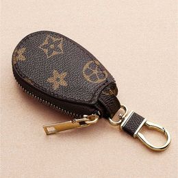 Llaves del coche Bolsa Llaveros Anillos Flor marrón Tela escocesa PU Cuero Oro Metal Llaveros Titular Colgante Encantos Diseño de moda Bolsas Joyas Regalos