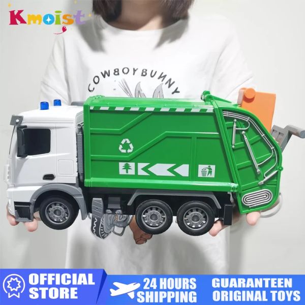 Voiture Kids RC Garbage Truck Toy With Lights 1:24 Scale radio contrôlée Sanation Véhicule Recyclage des voitures