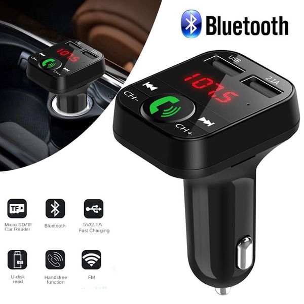 Kit de coche Manos Inalámbrico Bluetooth Cargador rápido Transmisor FM LCD Reproductor de MP3 Cargador USB 2 1A Accesorios Manos Audio Recei2497