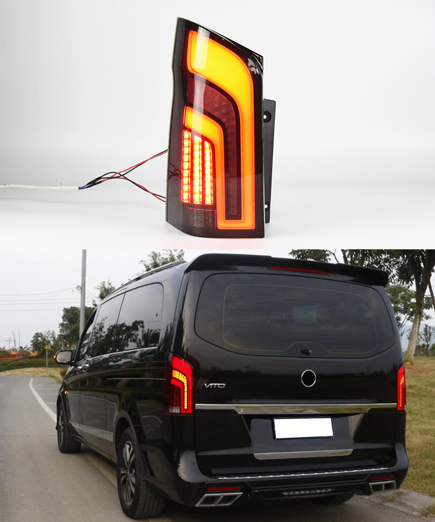 Billampa för Benz W447 Vito LED Turn Signal Taillight 2014-2020 Bakre Driving Brake Fog TAIL Light Automotive Accessories