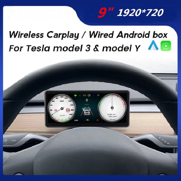 Tesla Modelo 3 Modelo Y Tablero de instrumentos digital para automóvil Heads Up Display Cluster Carplay Android Auto para Tesla HUD Power Speed Display