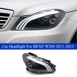 Phare de voiture LED diurne pour BENZ classe C W204 ensemble de phares 2011-2013 C200 C260 C300 clignotant dynamique accessoires automatiques lampe