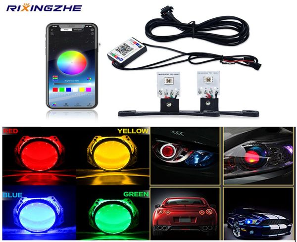 Car Led Devil Eye Demon Evil Eyes Drl Bluetooth App RGB 25 Faros de la motocicleta Mini Proyector Accesorios Lenscars Diy9605722