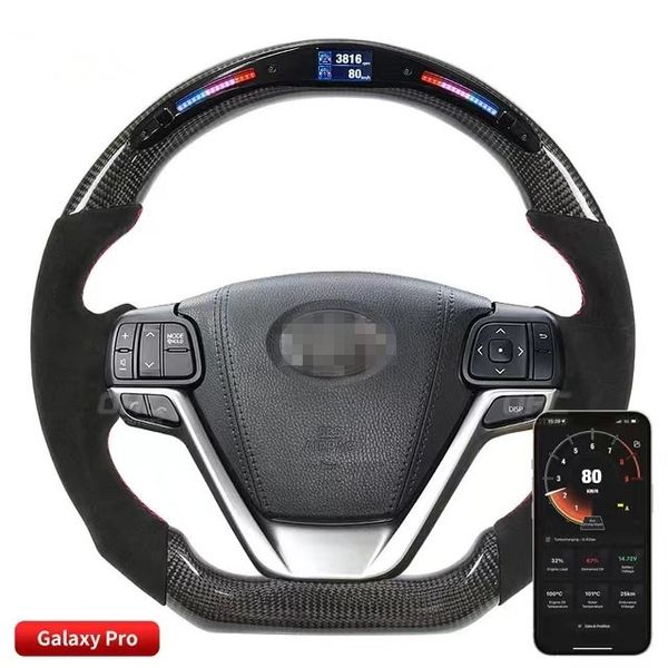 Volante con pantalla LED para coche, fibra de carbono auténtica para Toyota Highlander Sienna Harrier