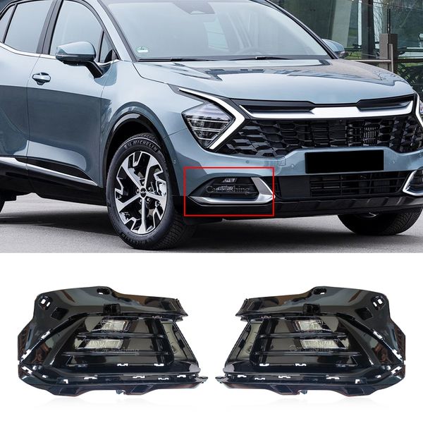 Conjunto de lámpara antiniebla de parachoques delantero LED DRL para coche Kia Sportage KX5 2021 2022 2023, luz de circulación diurna, cubierta de luz antiniebla