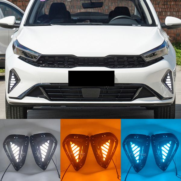 Lámpara LED antiniebla para parachoques delantero DRL de coche, luz de circulación diurna para Kia K3 Cerato 2022 2023, luz antiniebla, señal de giro dinámica