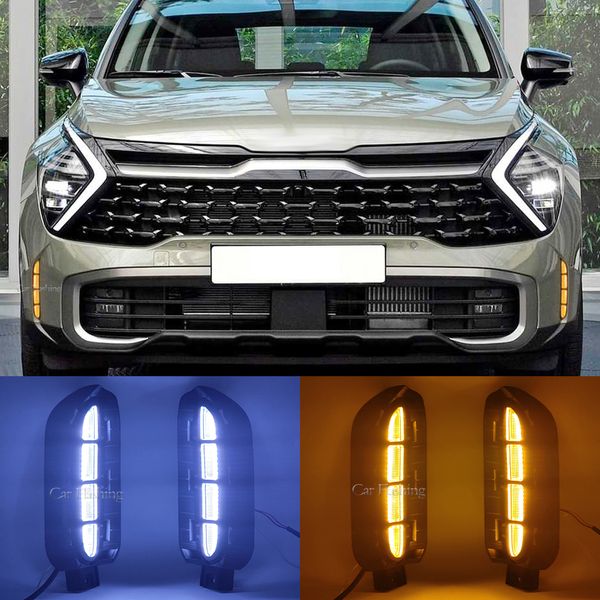 Feu antibrouillard LED DRL pour pare-choc avant de voiture, pour Kia Sportage 2023, feu de jour avec clignotant dynamique