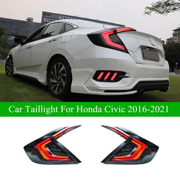 Luz trasera de señal de giro dinámica LED de coche para Honda Civic montaje de luz trasera 2016-2021 luces de marcha atrás de freno trasero accesorios automotrices