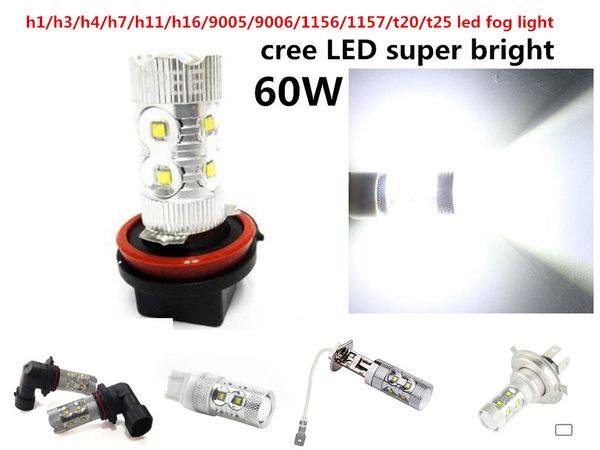 LED de voiture H1 H3 H4 H7 H11 9005 9006 T20 T25 1156 1157 Haute puissance 60W R5 FOG DRIVE