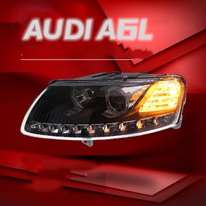 Phares de voiture LED pour AUDI A6L 2005-2011 LED phare ange Eye feux de jour double lentille phare