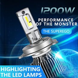 Voiture phare LED 12V 1200W 6000K 14000LM Super lumineux H4 H7 H11 H8 H9 ampoule L/H faisceau antibrouillard 2 pièces 18 LED s Auto accessoires