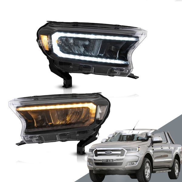 Ensemble de phares LED de voiture, banderole dynamique, clignotant, lampe avant, feux de route et de croisement, feux de jour pour Ford Ranger T6 16-21