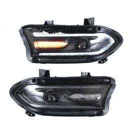 Auto LED-koplamp voor Dodge Charger 2015-Up Brake Parking Overdag looplichten Turn Signal Dynamic Front Lamp Automobile