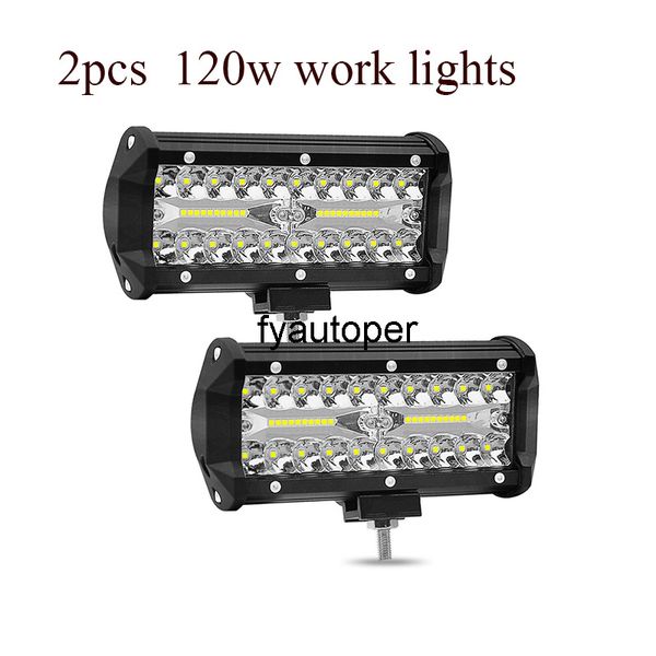 Voiture phare LED feux de travail 120W barres lumineuses Auto lampe de conduite auxiliaire travail tout-terrain bateau SUV ATV tête projecteurs