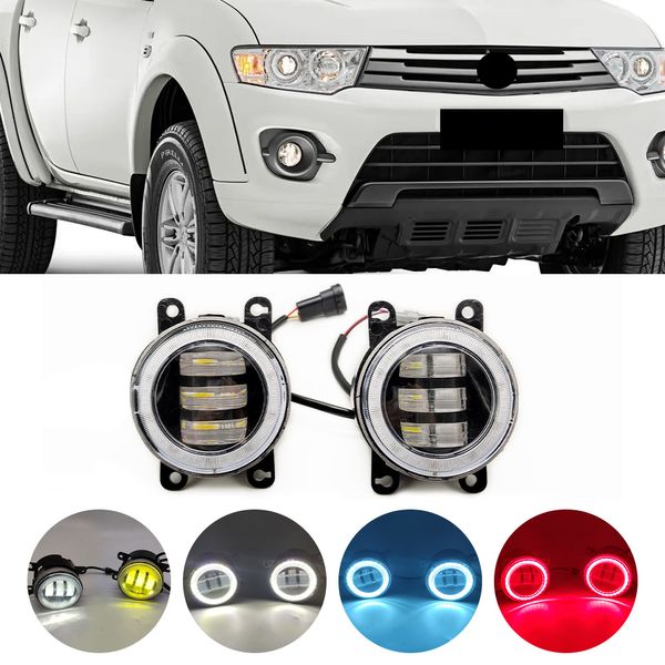 Lentille LED antibrouillard pour voiture, ensemble de phares antibrouillard, œil d'ange DRL H11, pour Mitsubishi Pajero L200 Outlander Galant Colt éclipse RVR entreprise Triton