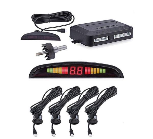 Sensor de aparcamiento Led para coche, pantalla Parktronic, 4 sensores, Monitor de respaldo inverso System6750067