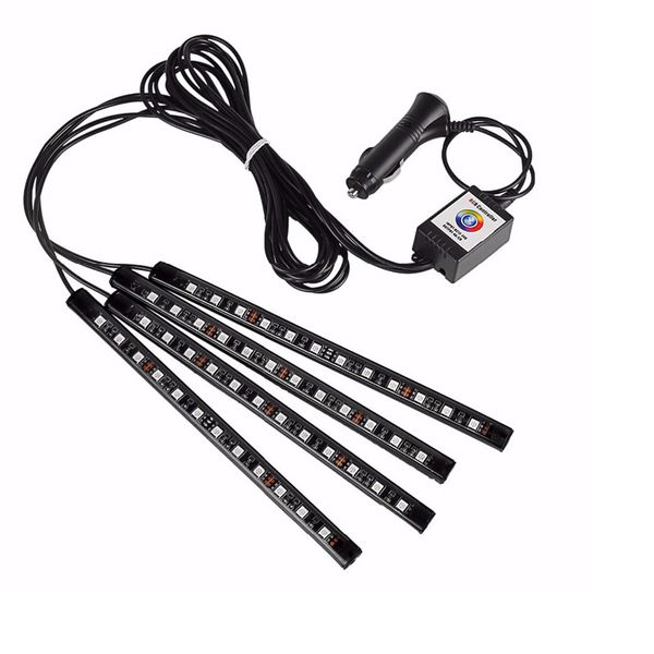 Tira de luces LED para coche, control de aplicaciones, luces interiores para coches, actualizadas, 16 colores fijos, colores DIY infinitos, atmósfera de la lámpara LED, luz de uso