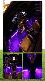 Bandes LED de voiture 4 pièces 48 LED lumières intérieures de voitures multicolores sous le kit d'éclairage d'éclairage de tableau de bord étanche avec musique et télécommande6014102