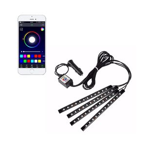 Bandes LED de voiture Lumières intérieures de voiture intelligentes App Control RVB à l'intérieur des lumières de voiture avec mode bricolage et modes de musique Lumières LED Voitures DC 12V crestech168