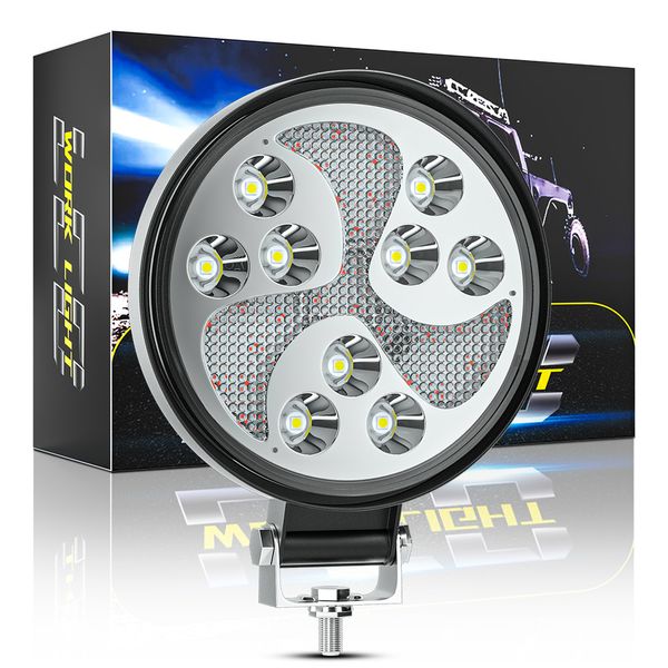 Barra de luz LED de obra para coche 4X4 faro todoterreno 9SMD 9V-60V focos de Flash rojo blanco de doble Color para SUV ATV motocicleta intermitente