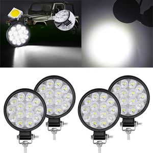 Luz LED de trabajo para coche, faro redondo, luces antiniebla delanteras automáticas, focos para coche, motocicleta, SUV, camión, montacargas, 42W, 14LED, cc 12V/24V