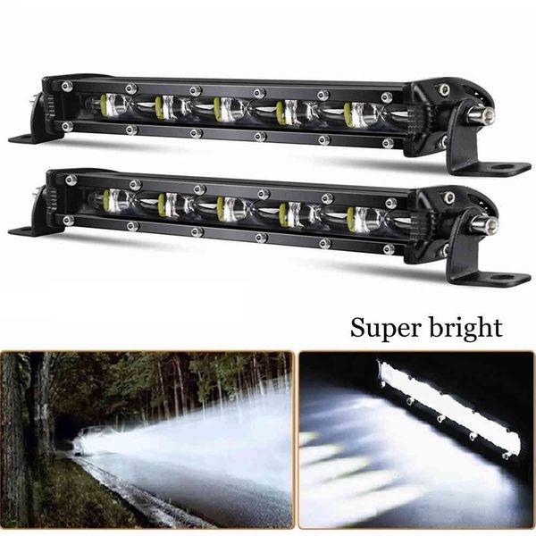 Barre lumineuse de travail LED pour voiture, 2 pièces, 8 pouces, 30W, faisceau d'inondation pour tout-terrain 4WD SUV 12V 24V, conduite automobile, antibrouillard