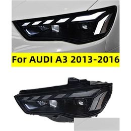 Conjunto de luces de coche Faros para A3 2013-20 16 Azul Drl Animación LED Luz de carretera diurna Luces de giro Entrega de gotas Automóviles Motorcy Otrnm