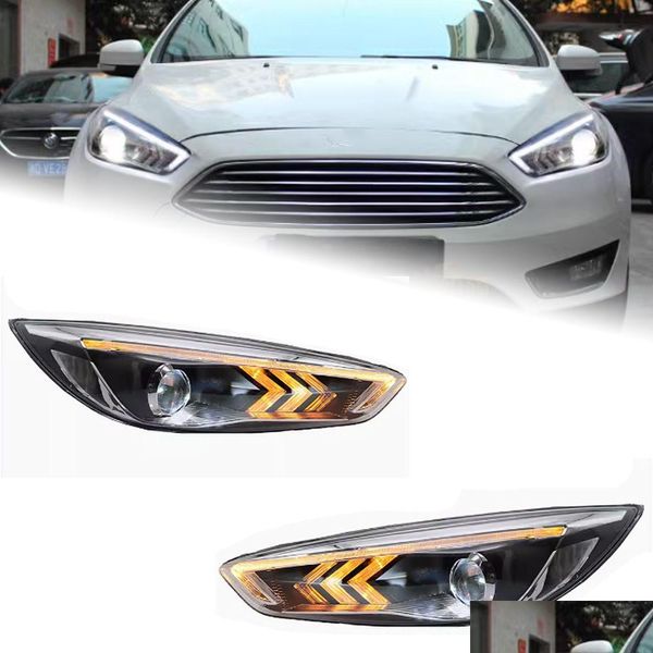 Phares d'assemblage de lumière de voiture pour Ford Focus 20 15-20 17 Drl clignotant mobile tout LED Len projecteur lampe frontale livraison directe Automobi Ot6Yd